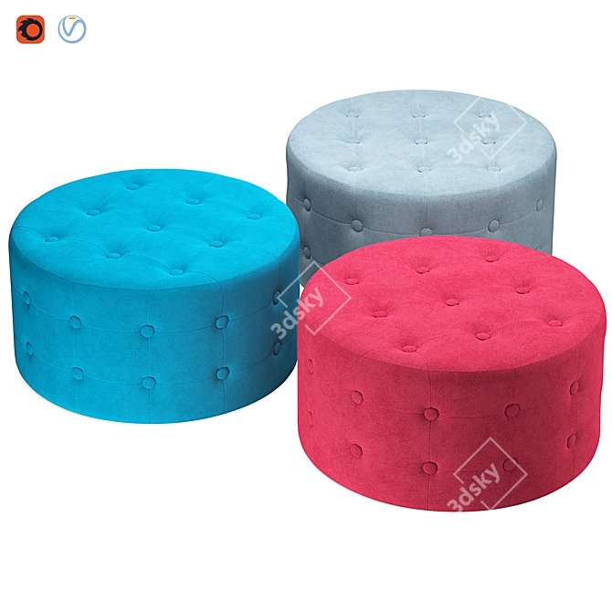 Velvet Pouffe Footstool  Tampa 3D model image 1