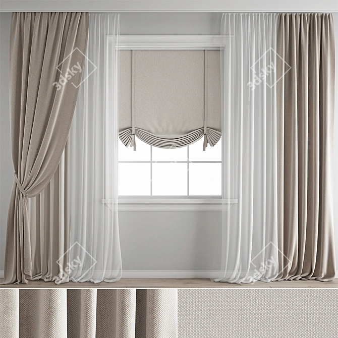 Polygonal Curtain: High Quality 3D Model 3D model image 1