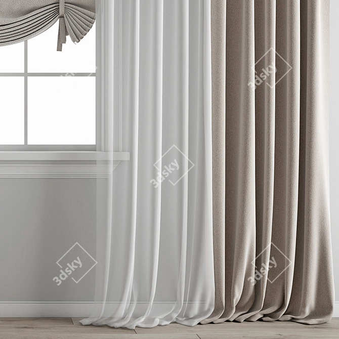 Polygonal Curtain: High Quality 3D Model 3D model image 4