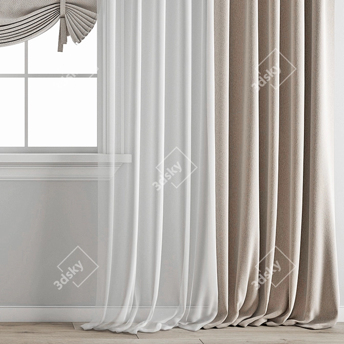 Polygonal Curtain: High Quality 3D Model 3D model image 9