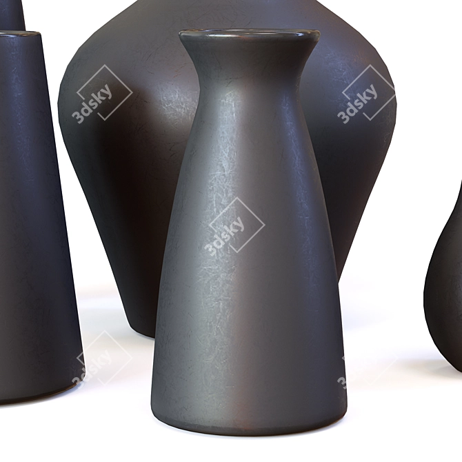 Sleek Black Ceramic Vases 3D model image 6