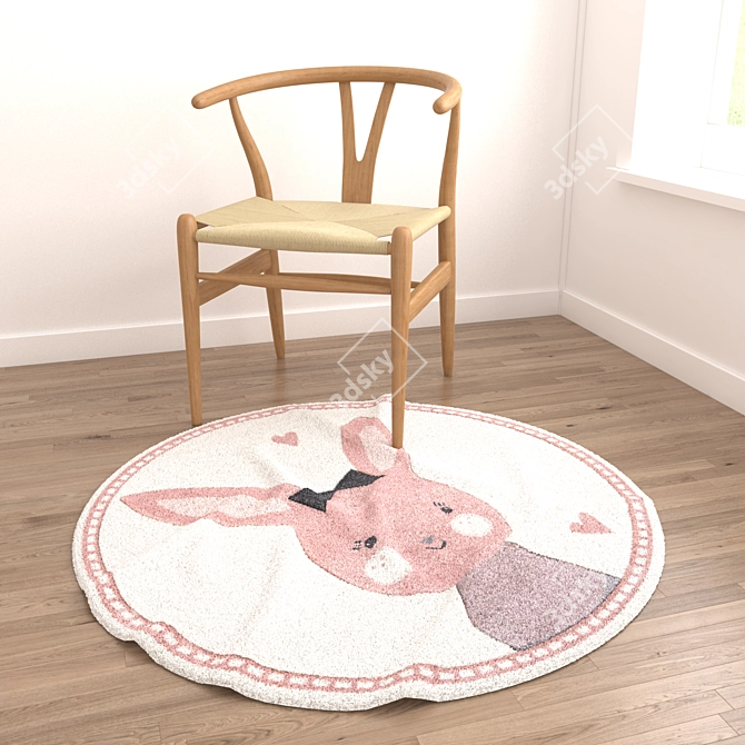 Luxury Circular Carpet Set - 6-Piece Collection 3D model image 5