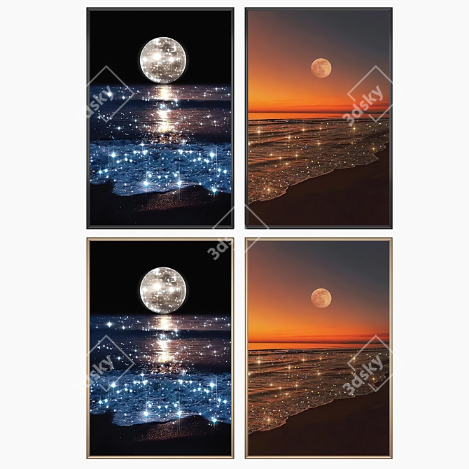 Elegant Art Prints with Various Frames 3D model image 2