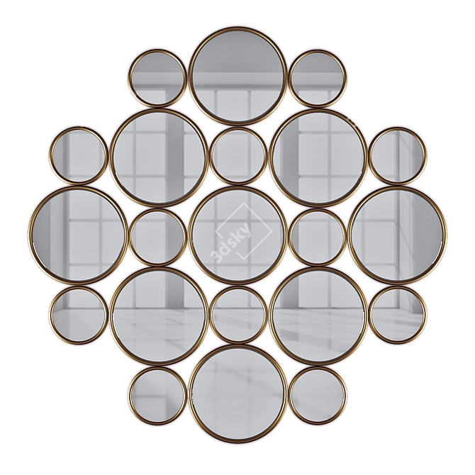 Elegant Circle Wall Mirror 3D model image 1