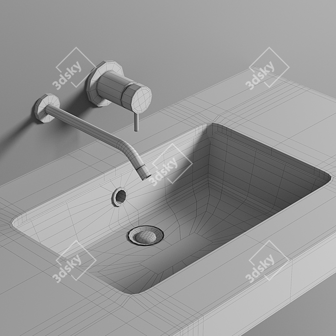 Olympia 56 Rectangular Undermount Basin 3D model image 2