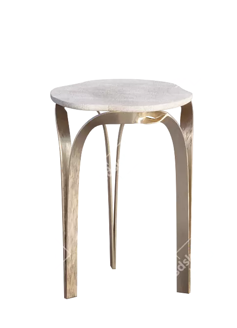Elegant Cream Shagreen Side Table 3D model image 2