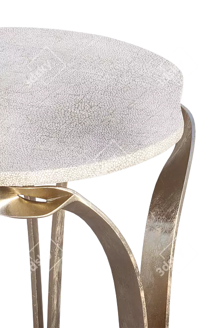 Elegant Cream Shagreen Side Table 3D model image 3