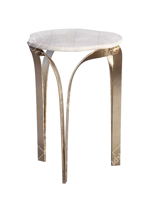 Elegant Cream Shagreen Side Table 3D model image 4
