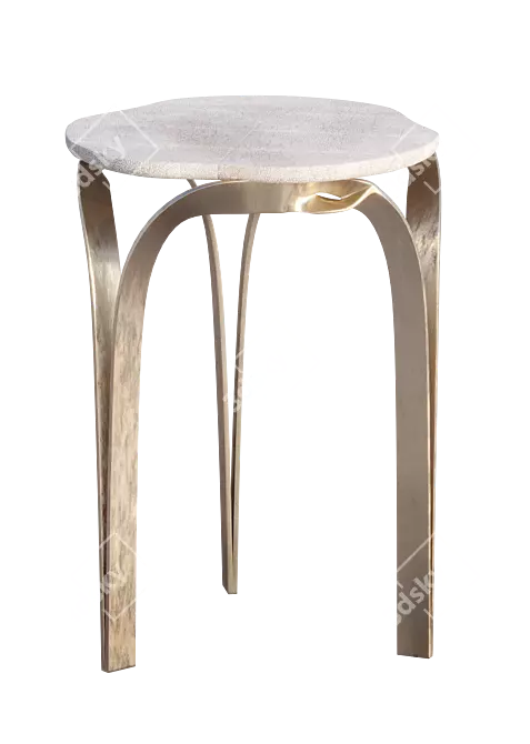 Elegant Cream Shagreen Side Table 3D model image 5