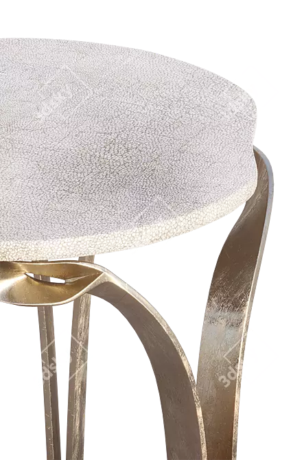 Elegant Cream Shagreen Side Table 3D model image 6