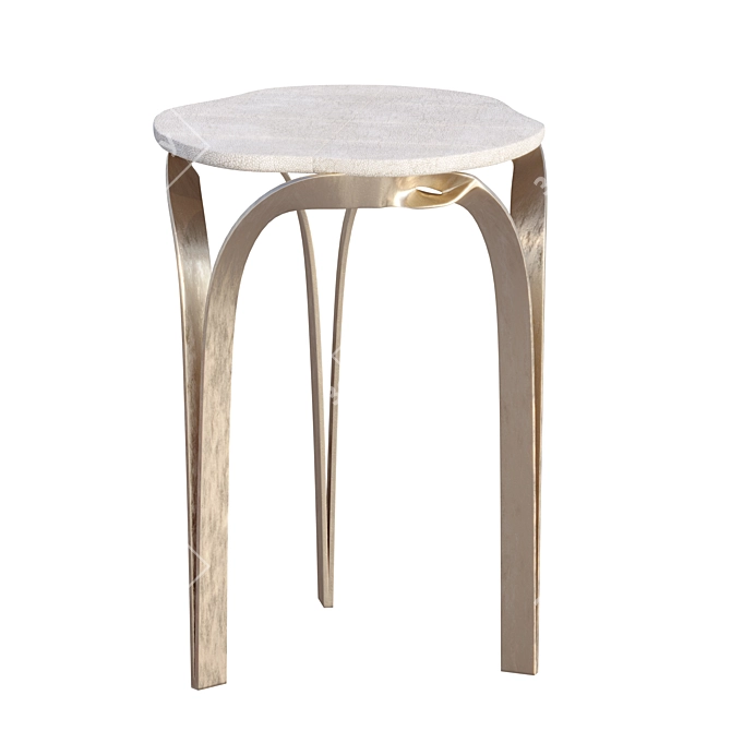 Elegant Cream Shagreen Side Table 3D model image 8