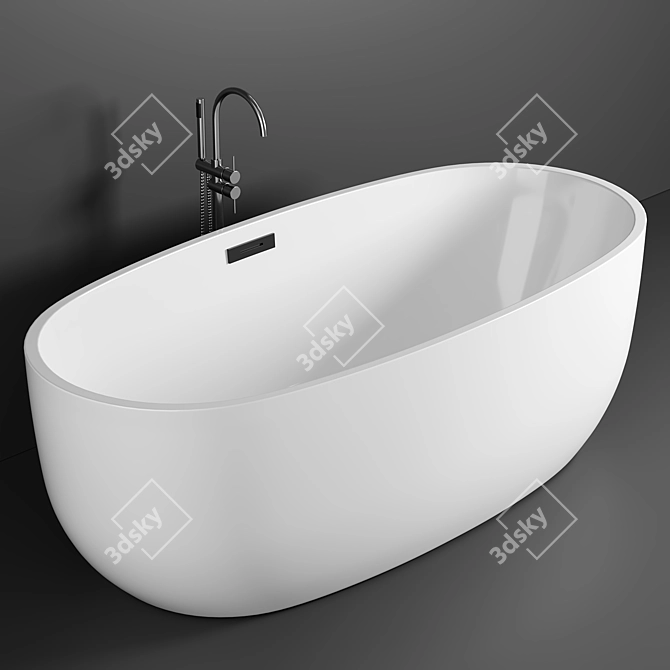 Elegant Woodbridge Matte Black Bathtub 3D model image 2