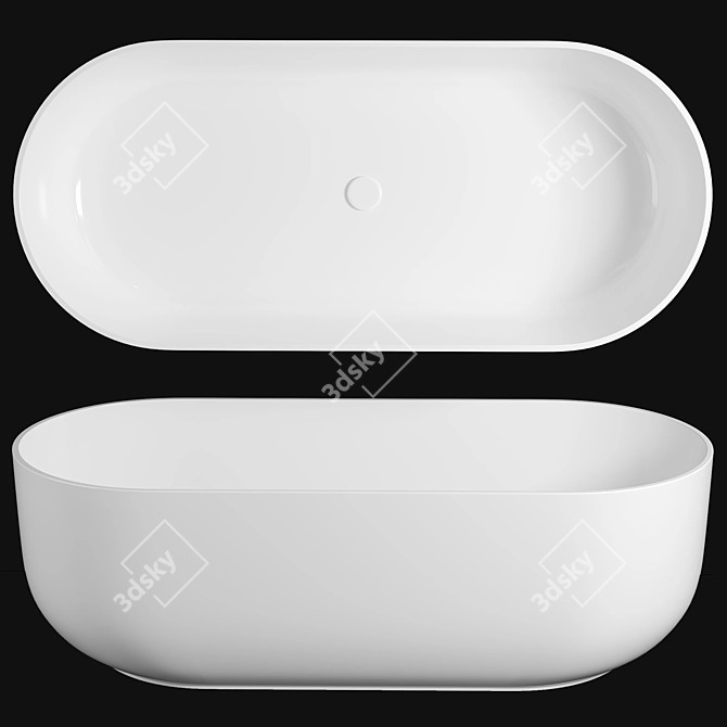 Elegant 1780mm Stone Bath 3D model image 1