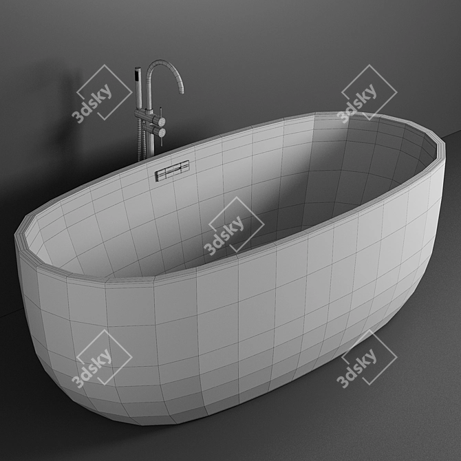 Elegant 1780mm Stone Bath 3D model image 3