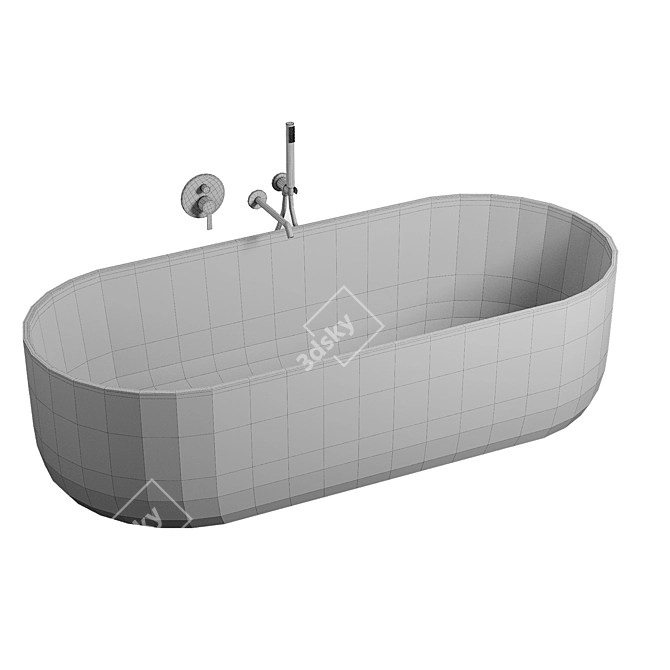 Elegant 1780mm Stone Bath 3D model image 4