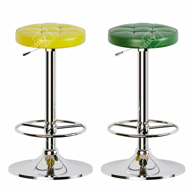 Modern Chrome Yellow Bar Stool 3D model image 2