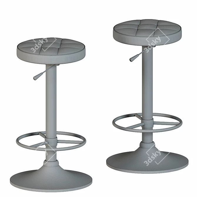 Modern Chrome Yellow Bar Stool 3D model image 3