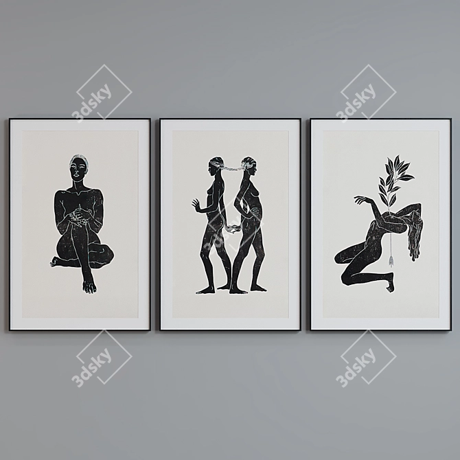 Modern Femme Silhouette Picture Frame Set 3D model image 2