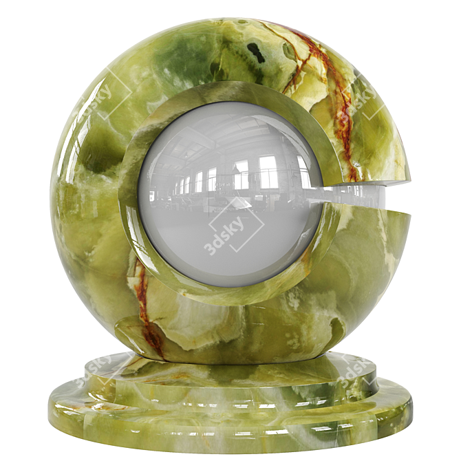 Green Onyx PBR Marble: High-Quality Textures 3D model image 2