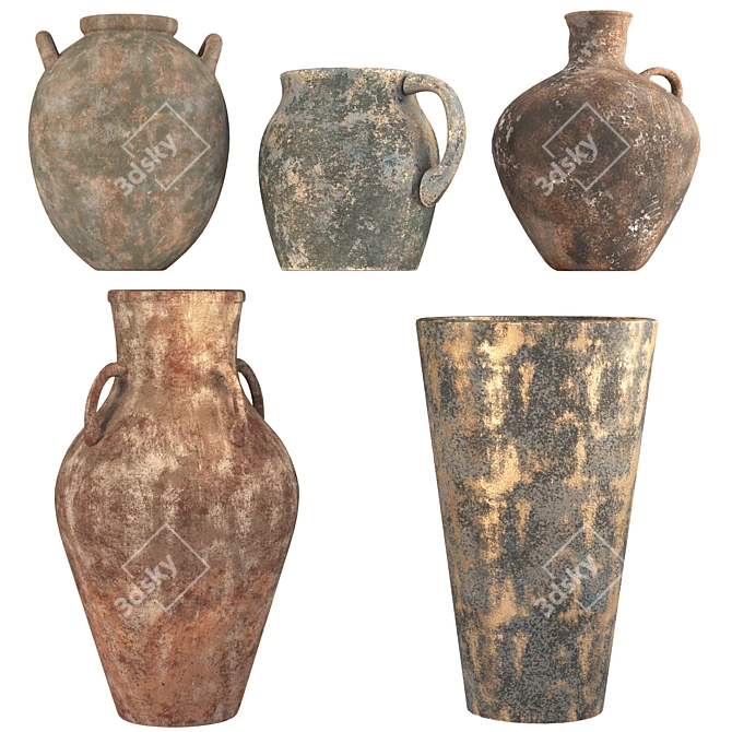 Elegant Vases Set of 5 3D model image 5