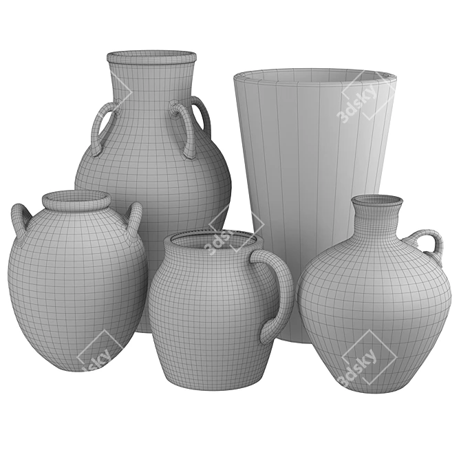 Elegant Vases Set of 5 3D model image 6