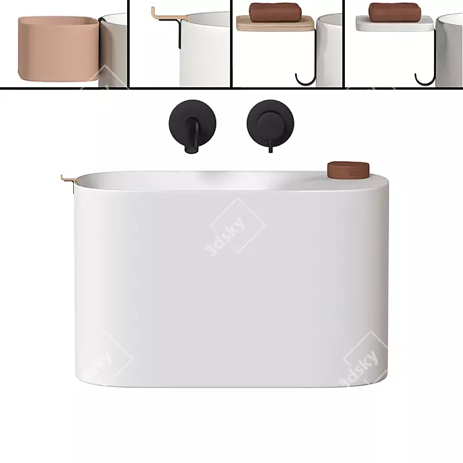 Compact Washbasin Set: P'tit by Rexa Design 3D model image 4