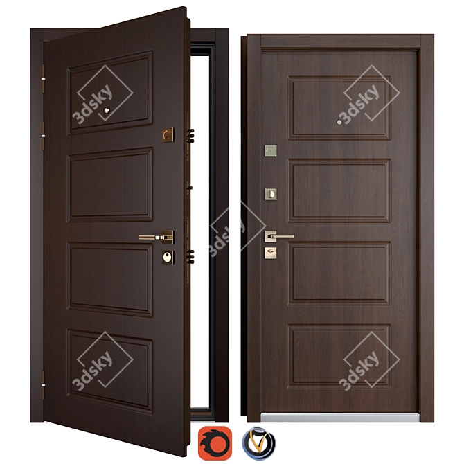 Modern Metal Entrance Door - Plato (Favorit) 3D model image 1