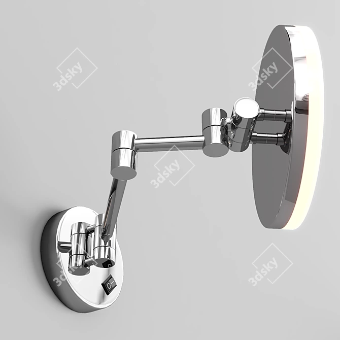 GURUN LED Makeup Mirror: Wall Mount, Extendable Arm, Chrome Finish 3D model image 4