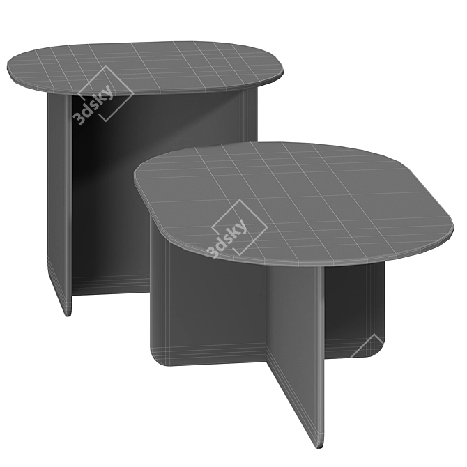 Trimbelle Marble Table Set 3D model image 5