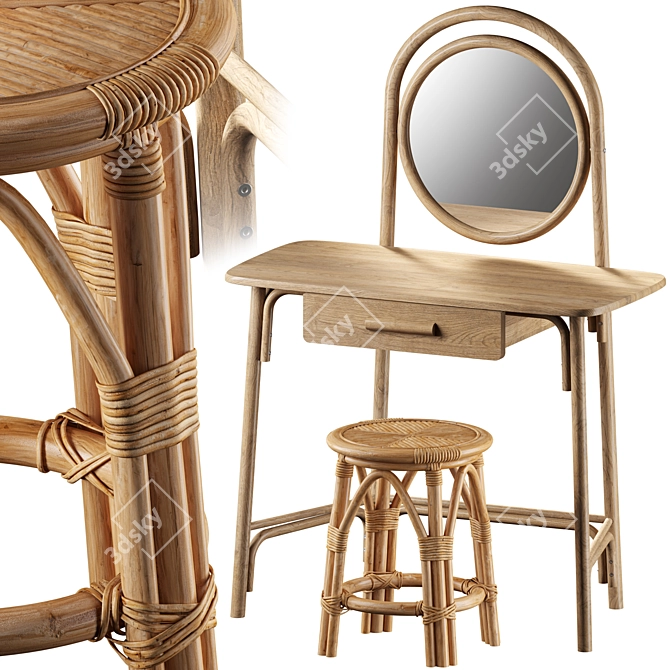 Marika Dressing Table and Katni Chair Set 3D model image 2