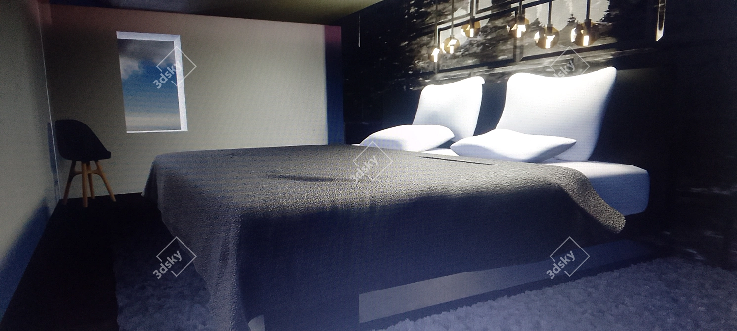 Blender-Made Bedroom: Sleek Interiors 3D model image 1