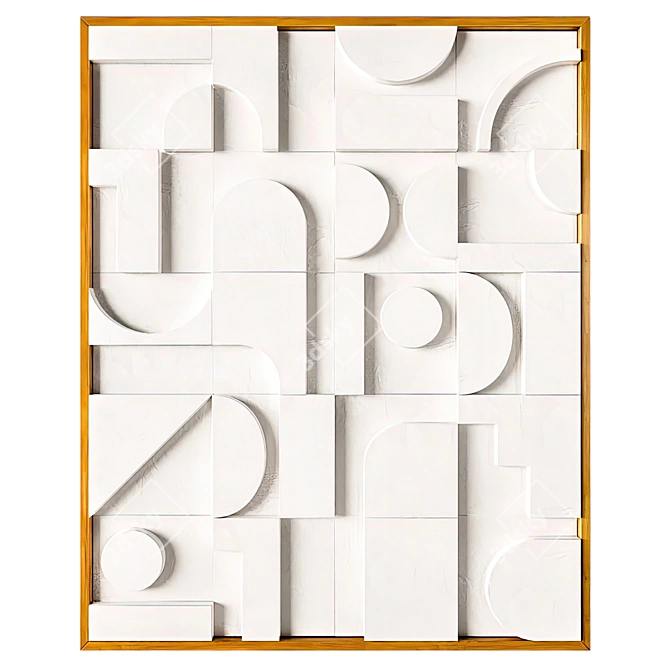 Wooden Frame Relief Wall Art Set - 62x3x50 cm 3D model image 2