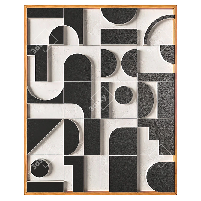 Wooden Frame Relief Wall Art Set - 62x3x50 cm 3D model image 3