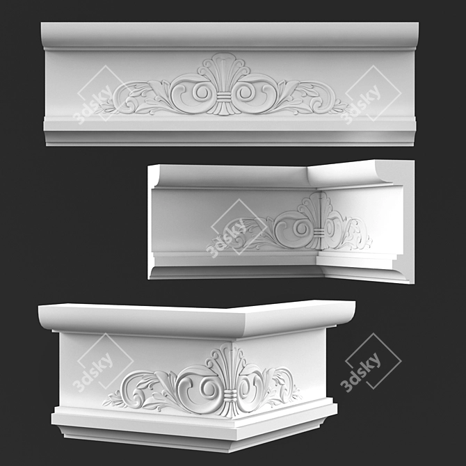 Elegant Cornice Molding 3D model image 1