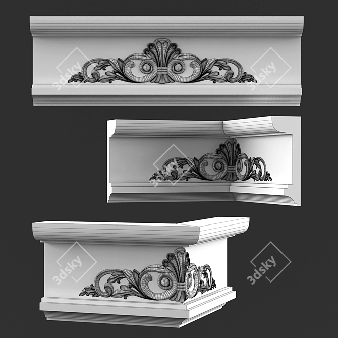 Elegant Cornice Molding 3D model image 2