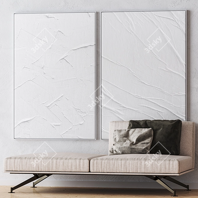 Elegant Frame Set of Large Wall Paintings 3D model image 5