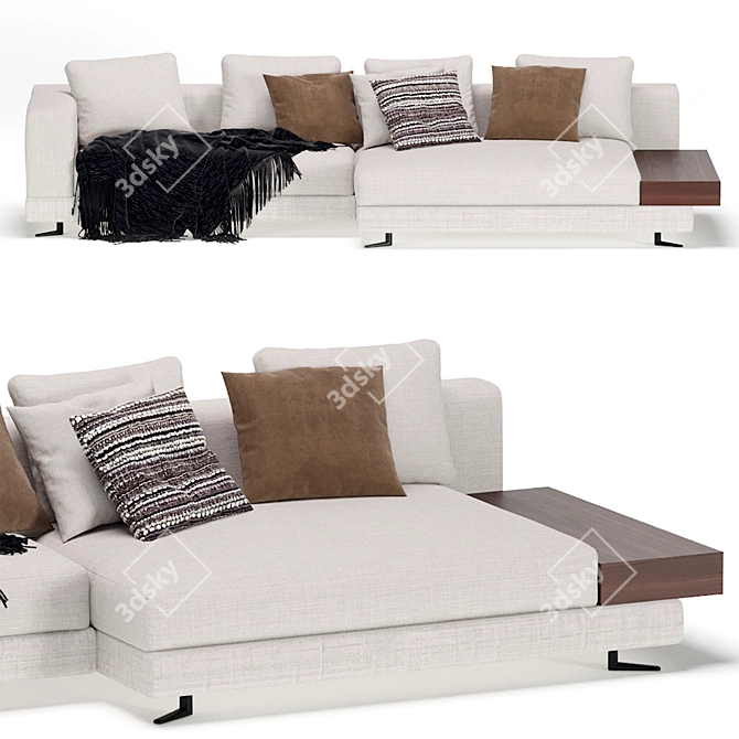 Modern Minotti 03 White Sofa 3D model image 3