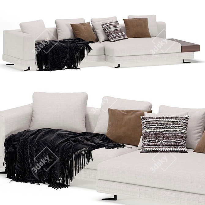 Modern Minotti 03 White Sofa 3D model image 5