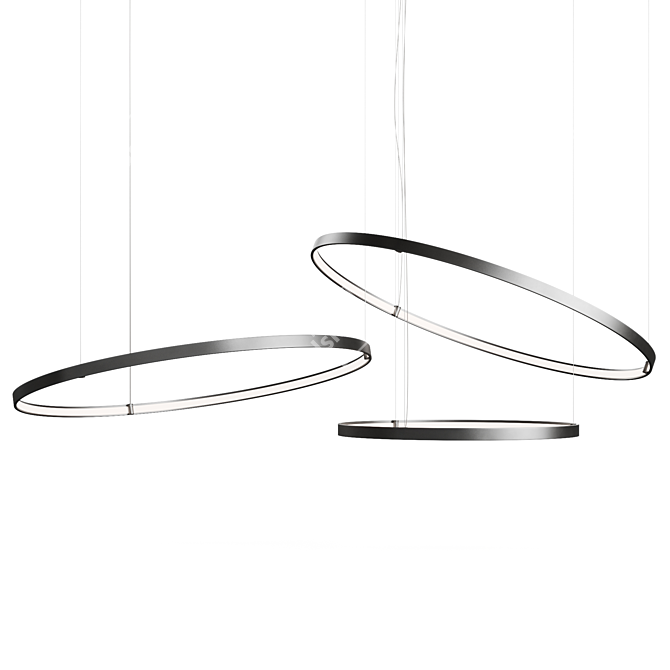 Sleek Circles Pendant Light 3D model image 1