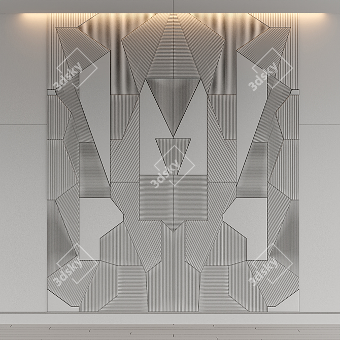 Modern Gray Panel MDF Headboard 3D model image 4