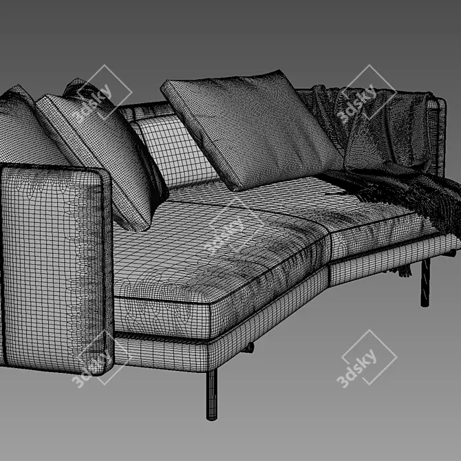 Modern Italian Minotti Torii Angled Sofa 3D model image 3