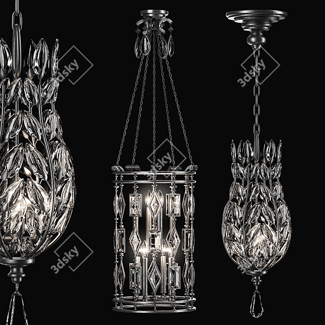 Exquisite Crystal Pendant Collection 3D model image 3