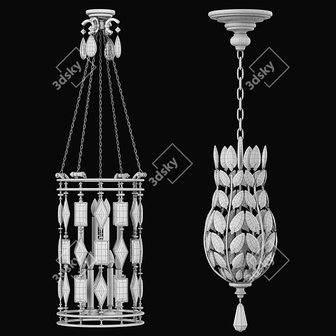 Exquisite Crystal Pendant Collection 3D model image 5