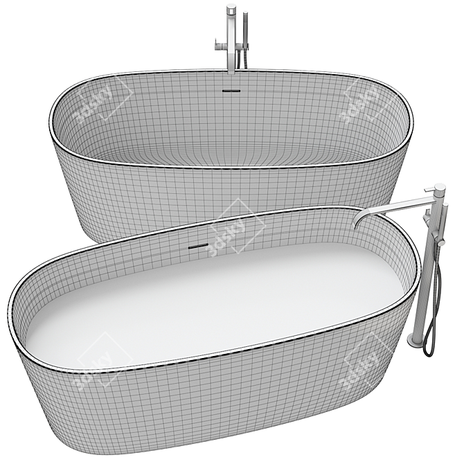 Disenia Bath Loop: Modern 1500mm Freestanding Tub 3D model image 3