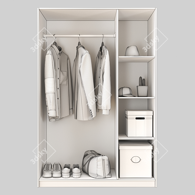 Sleek White Wardrobe: KLEPPSTAD 3D model image 5