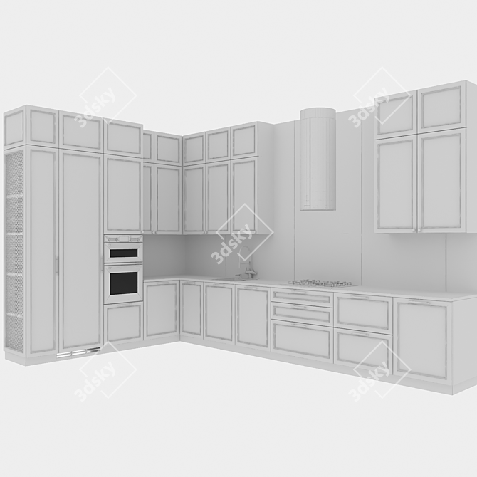 Flexible NeoClassical Kitchen 3D model image 5