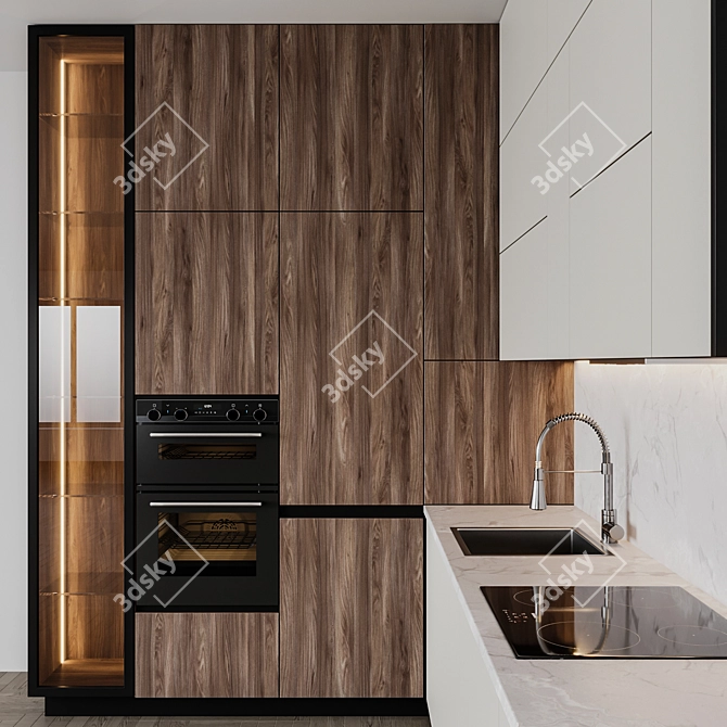 Sleek & Adjustable Modern Kitchen 3D model image 4