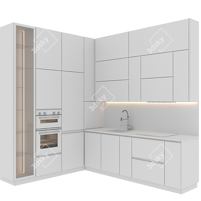 Sleek & Adjustable Modern Kitchen 3D model image 6