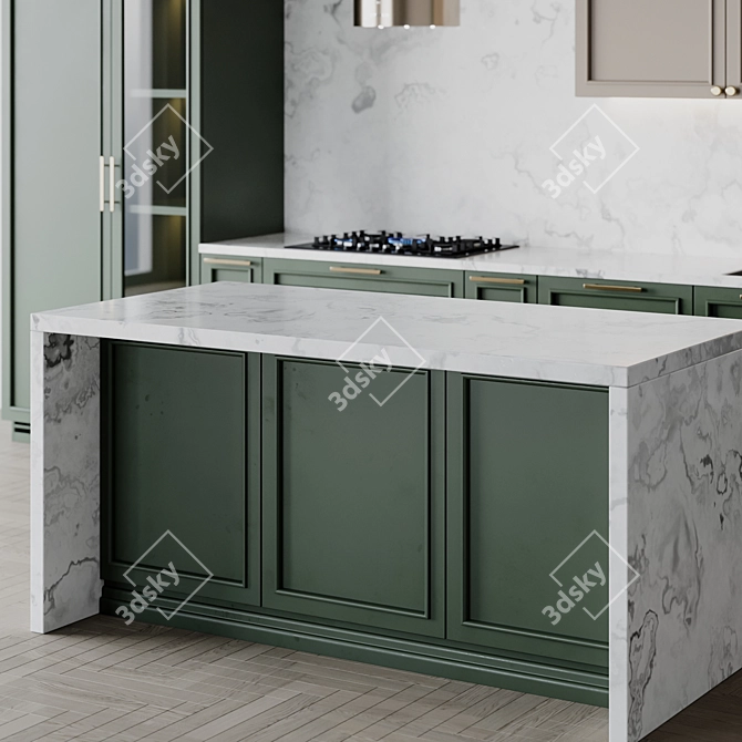 Sleek Italian Kitchen Design 3D model image 6