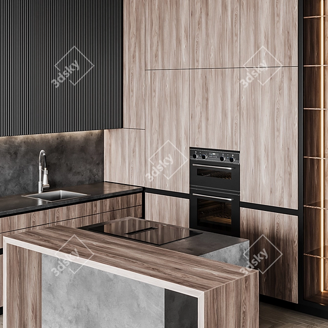 Sleek Italian Kitchen Design 3D model image 11